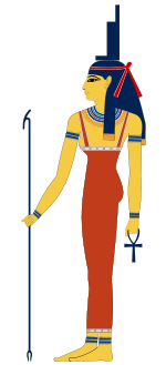 Originally, the goddess Isis was portrayed as a woman, wearing a headress shaped like a throne.